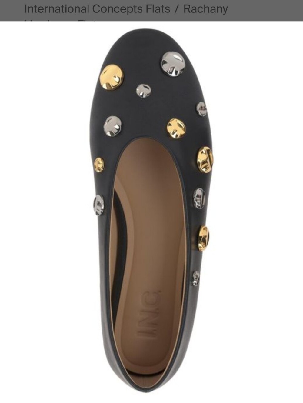 I.N.C. International Concepts Women's Rachany Hardware Flats in black with mixed